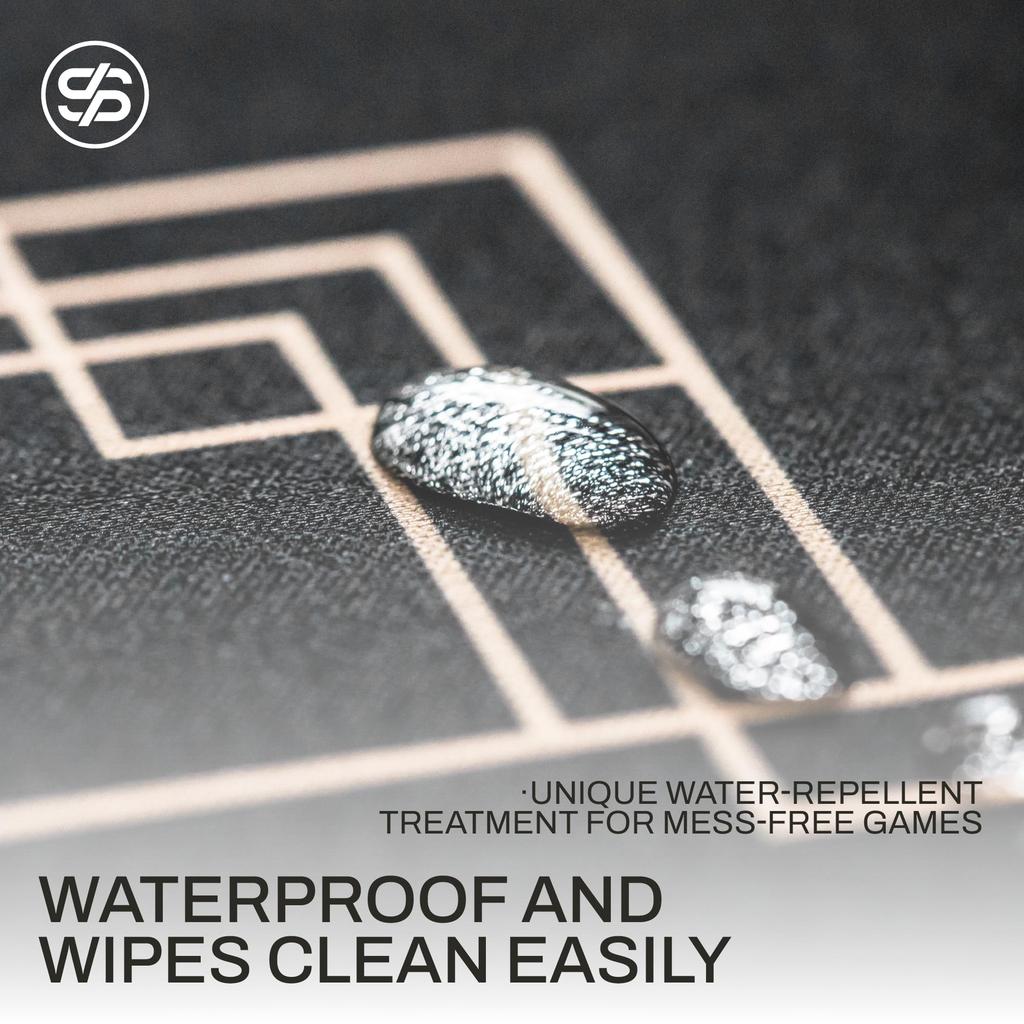 SLOWPLAY Godel Poker Mat Texas 120x70cm Border Strong Water Repellent Noise Reduction Easy To Carry Champagne Hold'em (Black & Gold)