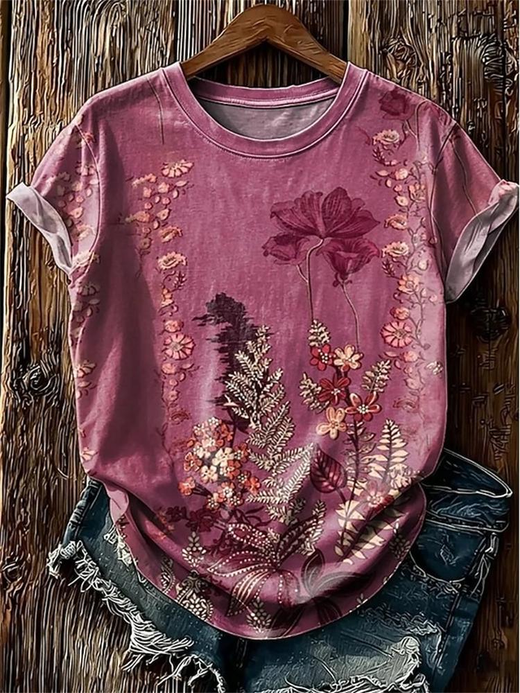 2026 Women's Fashionable Casual Round-Neck Short-Sleeve T-Shirt Bird-Print T-Shirt Trendy Streetwear Short-Sleeve Top