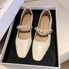 French Retro Single Shoes Women's 2025 Spring and Autumn New Low-heeled Square Head Shallow Mouth One-word Buckle with Shallow Mouth Mary Jane Shoes