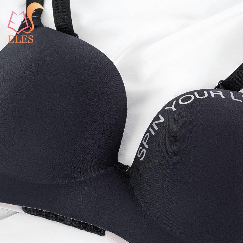 Женский бесшовный бюстгальтер с буквенным принтом без стального кольца, мягкий бюстгальтер из ледяного шелка, сексуальный бюстгальтер пуш-ап со сборками