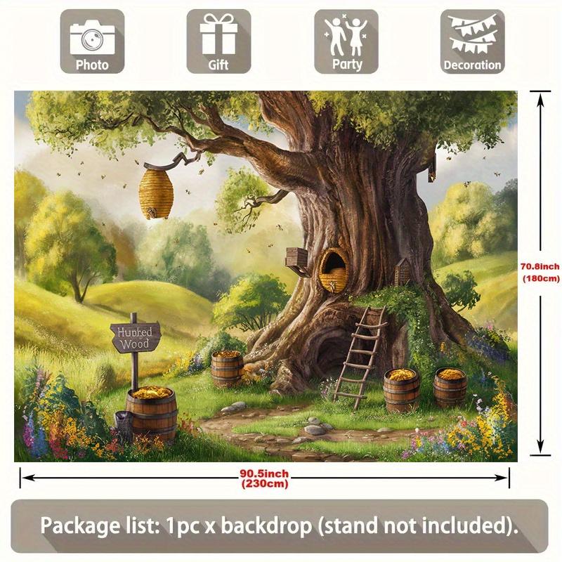 A fairy tale treehouse themed background banner suitable for birthdays holidays parties with multiple sizes to choose from
