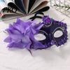 Party Half Mask Face Masquerade for Women, Mesh Flower Rhinestone Venetian Half-face Mask, Costumes Accessory Halloween Carnival Prom Ball Vintage