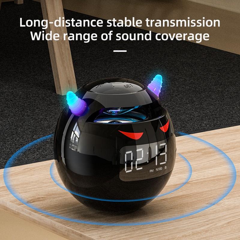 Портативный милый маленький дьявол AI умный Bluetooth-динамик 3D стерео сабвуфер мини светодиодные цифровые часы будильник водонепроницаемая музыкальная шкатулка HIFI