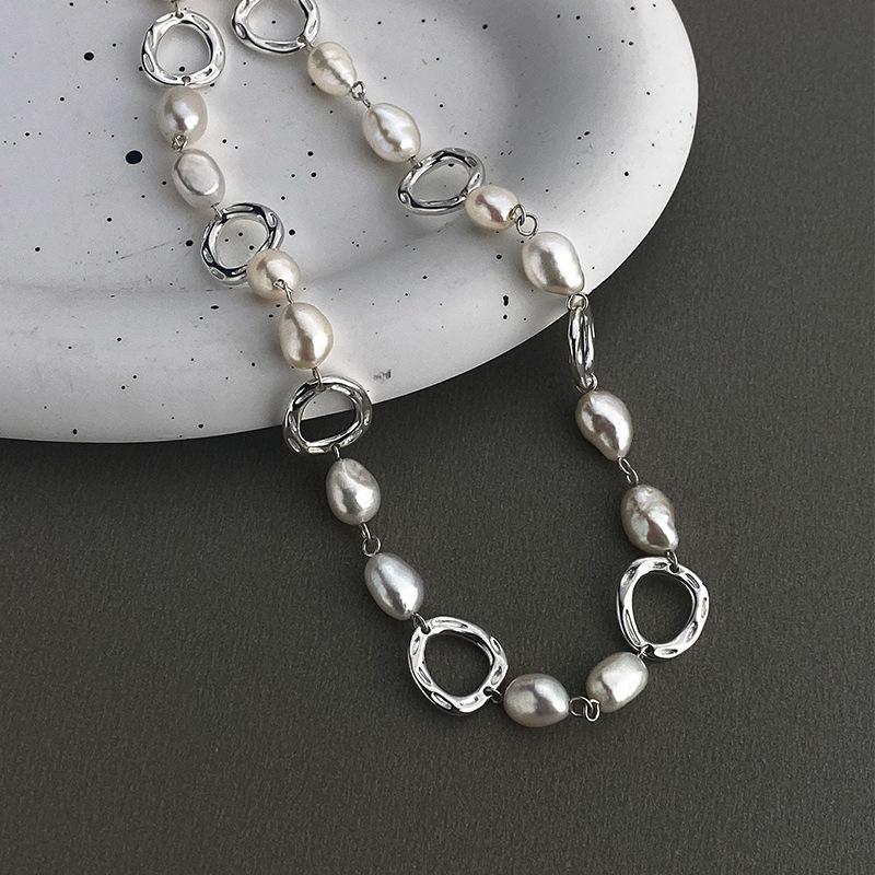 Легкое роскошное и высококачественное барочное жемчужное геометрическое ожерелье с нерегулярной круглой ключичной цепочкой во французском стиле