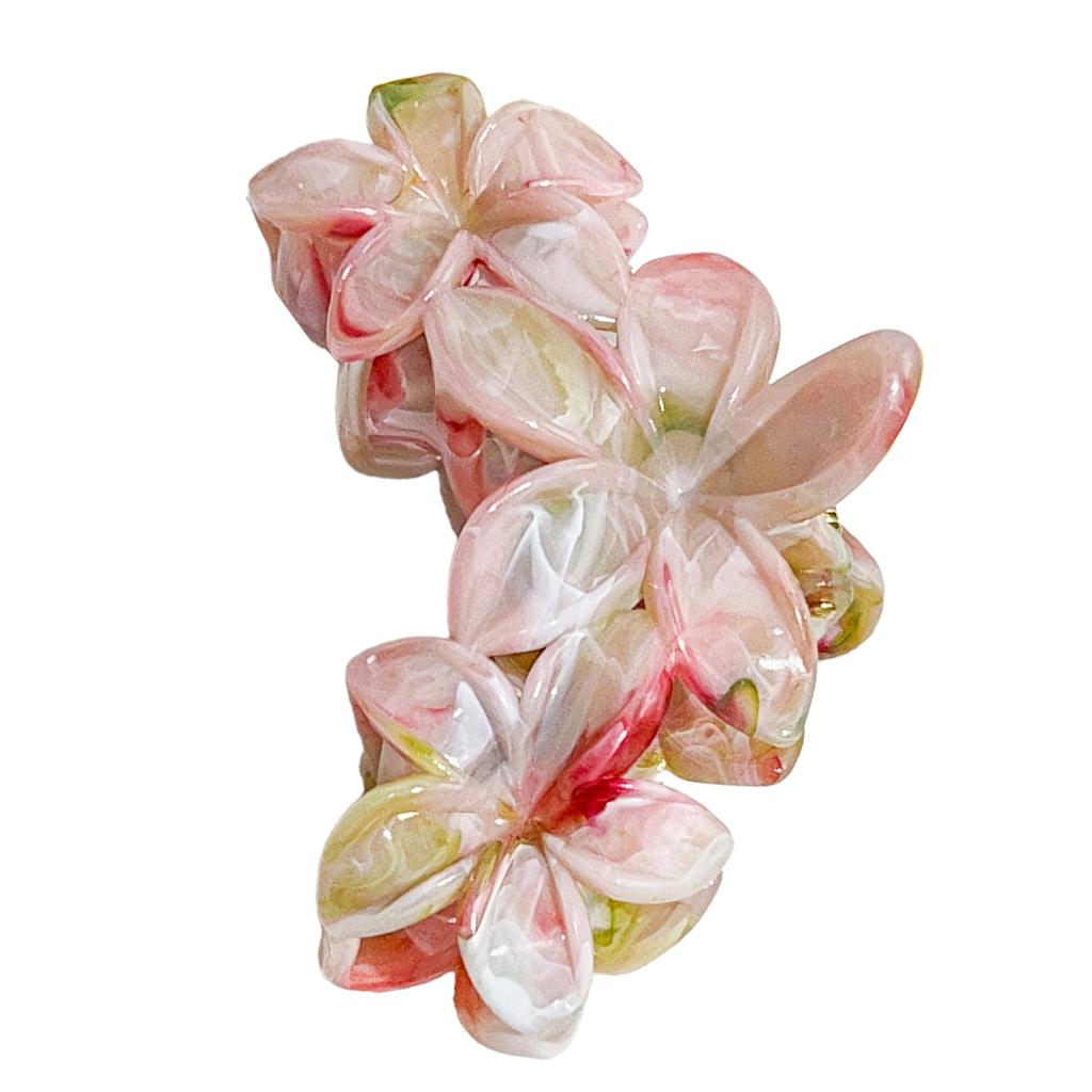 Элегантный мраморный зажим-краб для волос с франжипани, многоцветный вариант, практичный полимерный аксессуар для волос на каждый день