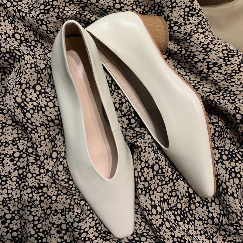 2024 Новые популярные женские туфли из натуральной кожи Женские туфли-лодочки из натуральной кожи Туфли с неглубоким носком Туфли на высоком каблуке 3 см для женщин