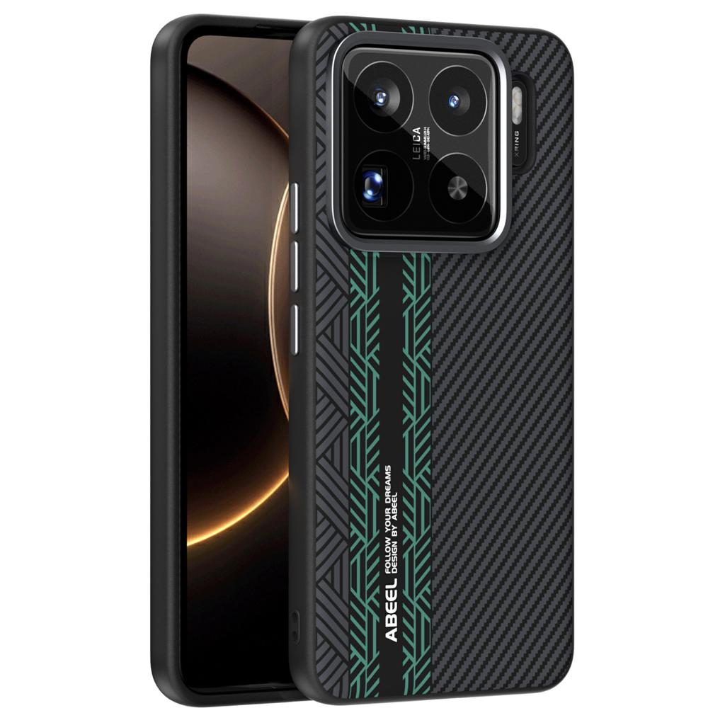 ABEEL Чехол для Xiaomi 15S Pro PC+ТПУ+Алюминиевый сплав+ПУ кожа Чехол для телефона Совместим с MagSafe