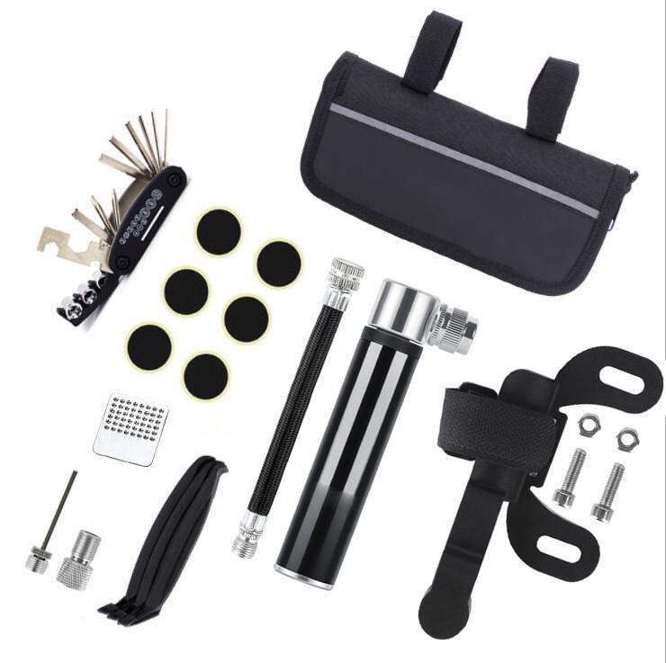 Mountain Bike Portable Aluminum Pump With Repair Kit For Cycling Enthusiasts