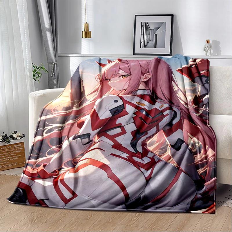 29 Style Cartoon Zero Two 002 Hiro Sexy Girl DARLING in The FRANXX Flannel Blanket,Soft Throw Blanket for Home Bedroom Bed Sofa