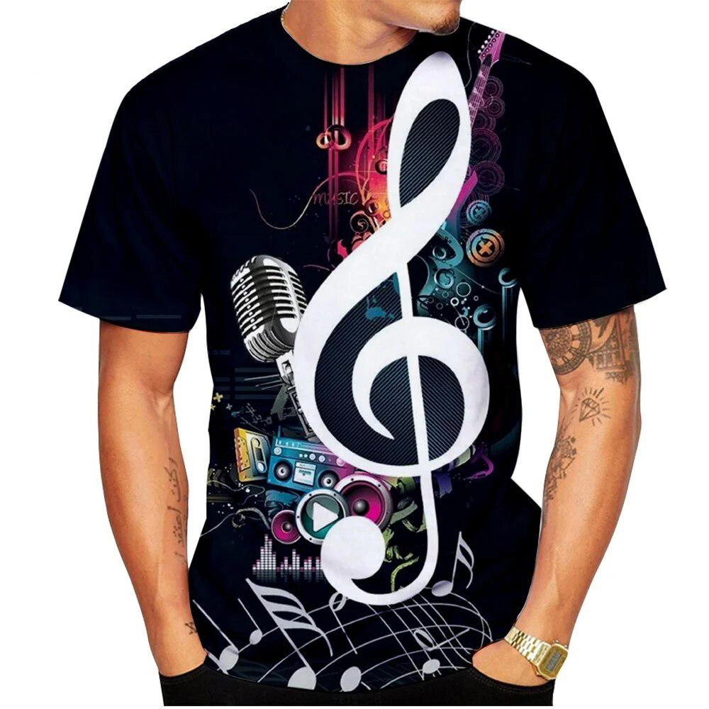 Summer Musical Note 3D Printed T-Shirts Streetwear Casual Men Women Fashion Short Sleeve T Shirt O-Neck Male Tees Tops Clothing