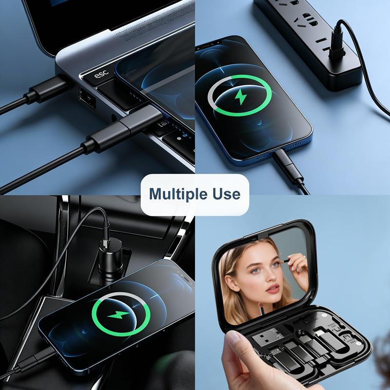 Кабель USB Type C на USB C 60 Вт 4 в 1 Мини-набор кабелей данных Коробка для хранения Быстрая зарядка Зарядное устройство Держатель для мобильного телефона Для