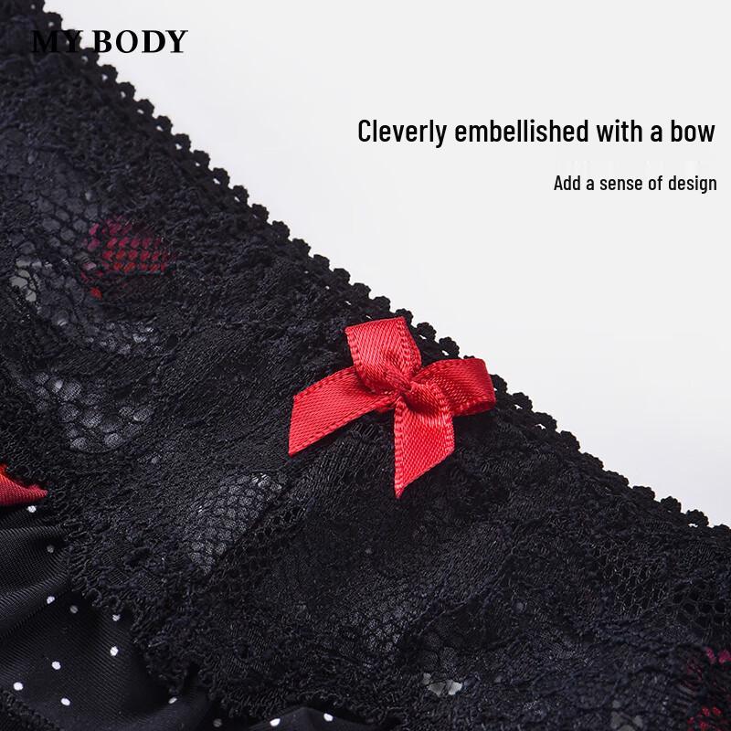 Mybody Sexy Lace Cherry Print Low-Rise Briefs