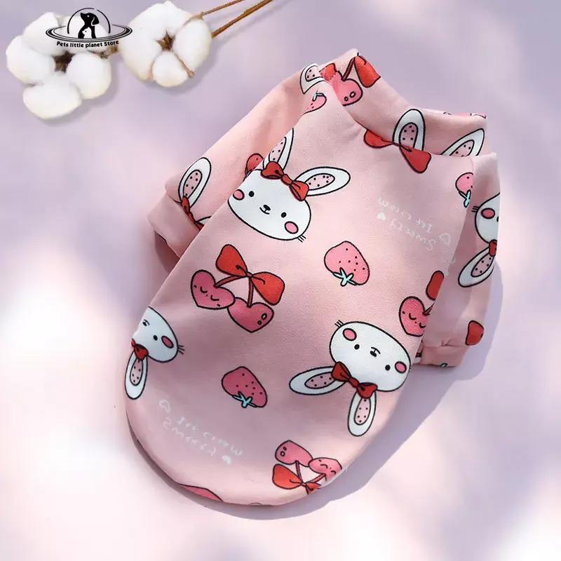 Толстовка с капюшоном для маленьких собак с милым принтом, зимняя теплая одежда для домашних животных, свитер для чихуахуа, ши-тцу, пуловер для щенков, кошек, одежда для собак