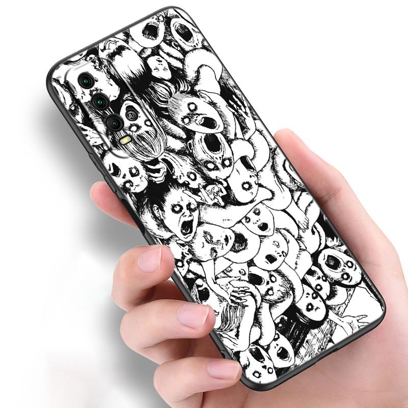 Аниме Junji Ito футболки ужасов силиконовый чехол для телефона для Xiaomi Redmi Note 11 10 9 8 Pro 11T 10T 10S 9S 8T 9 9A 9C 9T черный чехол