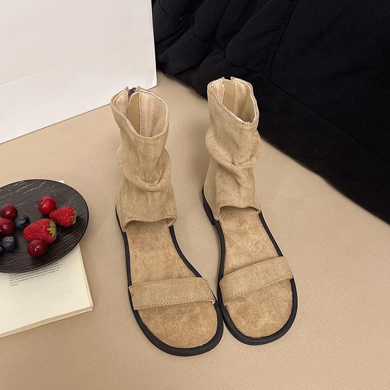 2025 новые нишевые брюки ботинки танкетка крутые ботинки женские летние сандалии плоский каблук женская обувь короткие ботинки