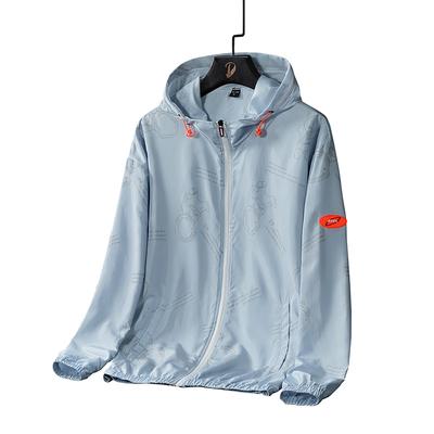 Мужская тонкая повседневная куртка с капюшоном, повседневная однослойная куртка большого размера с принтом, куртка на молнии