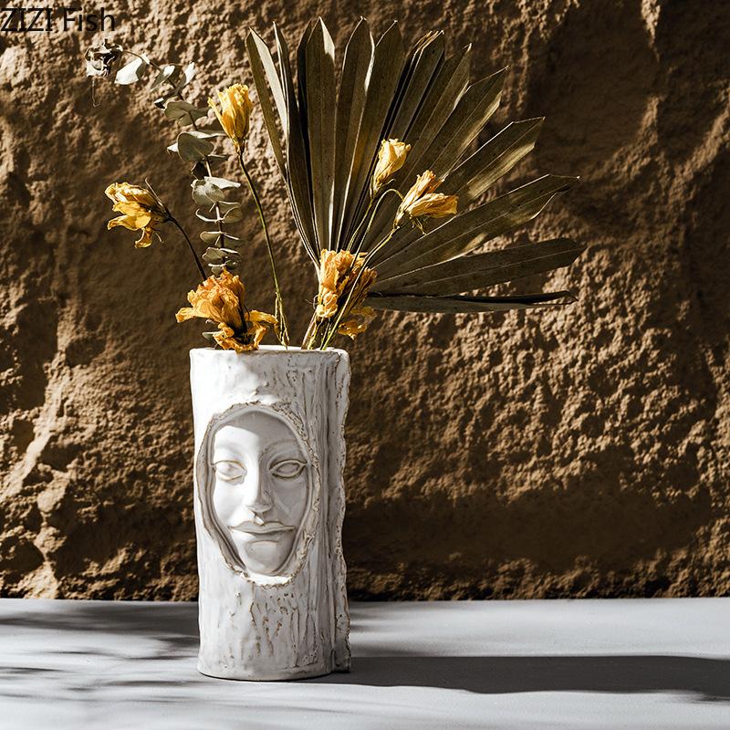 Nordic Art Facial Керамическая ваза Творческая композиция из сухих цветов Посуда Украшения для гостиной Обеденный стол Украшения для дома Искусство