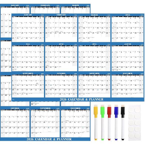 2026 Dry Erase Calendar for Wall - 2026 Calendar Dry Erase, Yearly Wall Calendar, 48" x 32", Jan.2026 - Dec.2026, 2026 Wall Calendar Dry Erase, Large