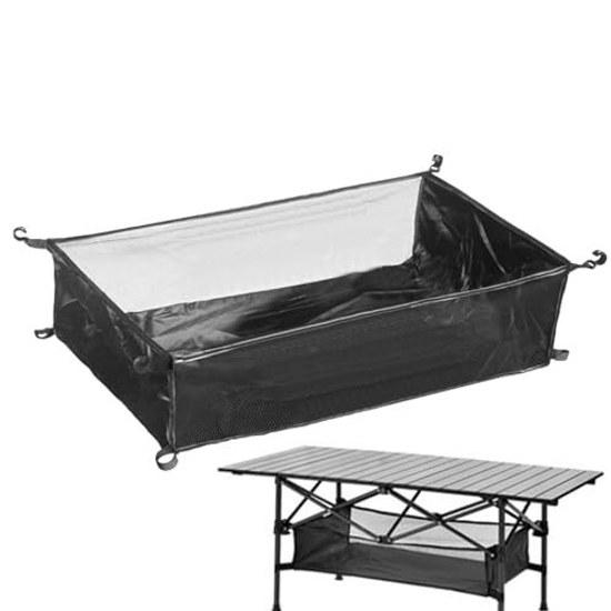 Camp table under storage bag folding pouch picnic portable basket hanging mesh camping gear organizer outdoor net bag.