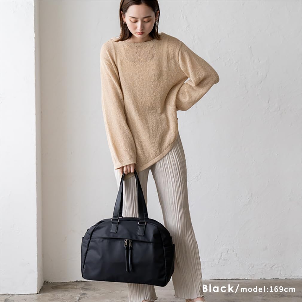 Vita Felice Nylon Boston Bag for Women [VITAFELICE] 14-pocket Inb-10145z (black)