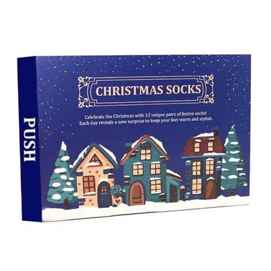 12/24 пары рождественских носков с обратным отсчетом, красочный мультяшный принт, праздничный комплект носков, 12 дней Рождества, адвент-календарь, носки средней длины