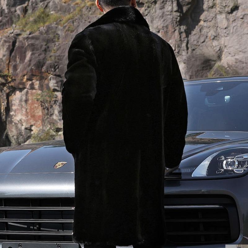 Осенне-зимнее новое мужское утолщенное длинное повседневное пальто из искусственного меха