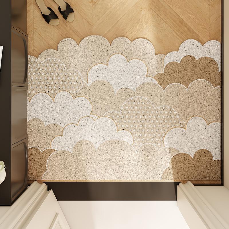 Cream Air Entry Door Mat Silk Ring Non-slip Household Floor Mat Door Entry Mat Modern Special-shaped Cut-out Carpet