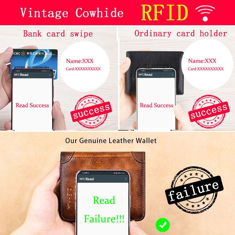 Натуральная Кожа Rfid Кошельки для Мужчин Винтаж Тонкий Короткий Многофункциональный ID Держатель Кредитной Карты Мешок Денег