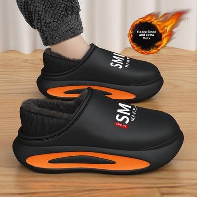 Водонепроницаемые хлопковые тапочки для мужчин, Зимние бархатные теплые домашние, Комнатные тапочки с хлопковыми пятками, Нескользящие хлопковые тапочки для ношения на улице