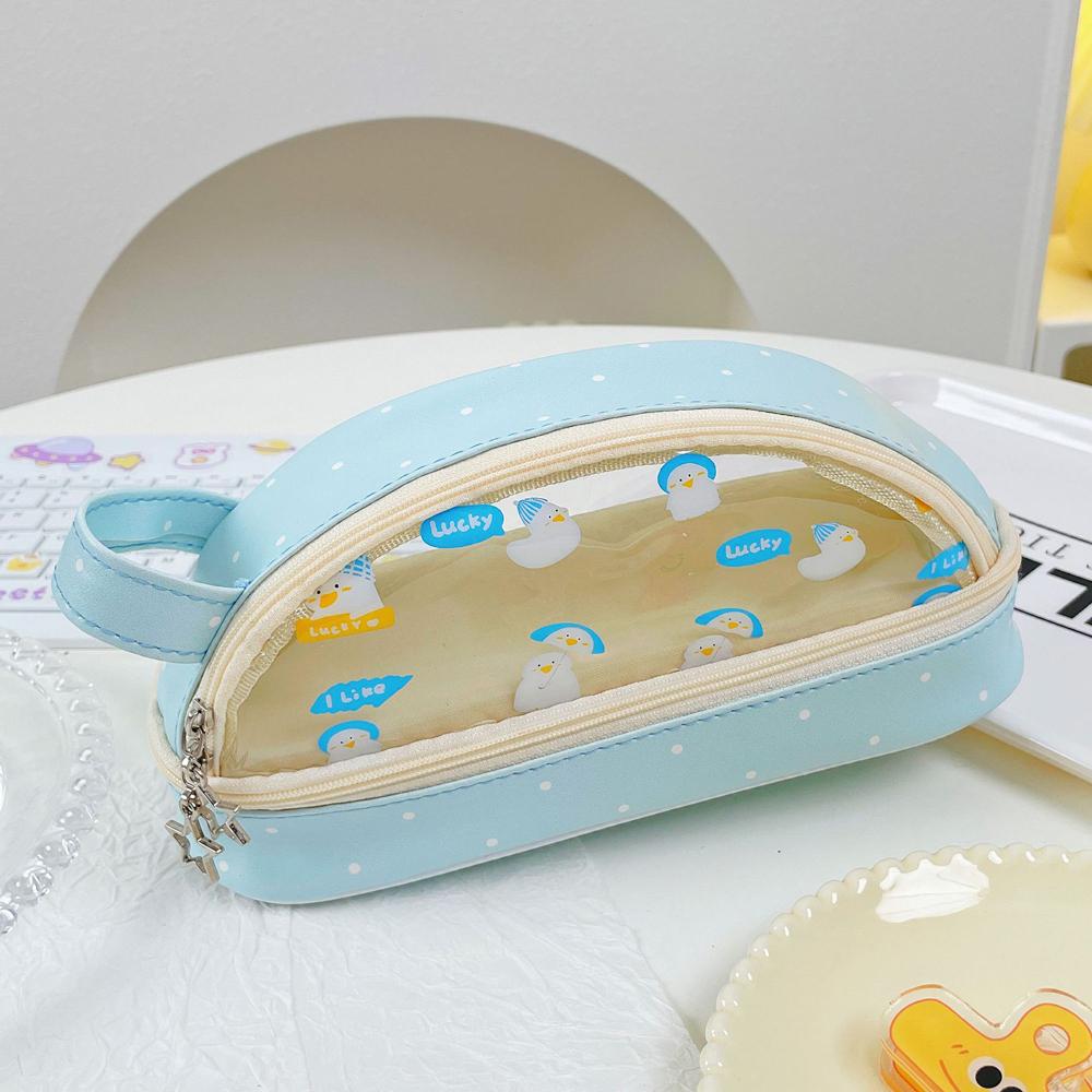 Двухслойный большой пенал для девочек и мальчиков, милый прозрачный пенал на молнии, эстетический пенал