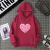 Yurak shaklidagi bosma grafik kaputlar Yoqimli liboslar Moda bo'sh pullover Sweatshirt Kundalik qizlar uchun qalpoqli toplar