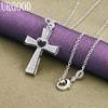 925 Sterling Silver Cross Heart Zircon Pendant Necklace Wedding Fashion Jewelry