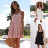 Summer European and American Style V-neck Slim Fitting Solid Color Suspender Dress Fashion Women's Casual Dress