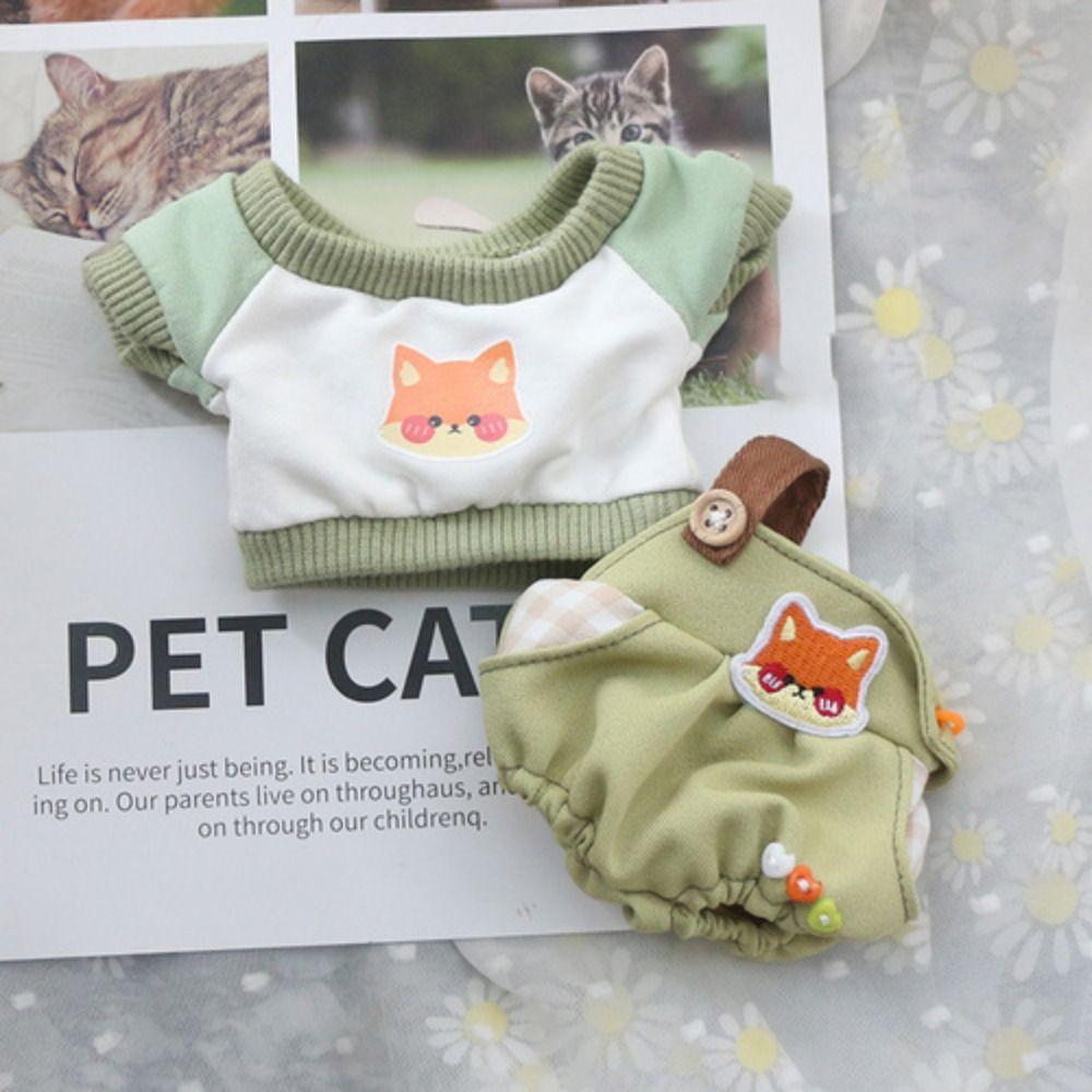 Changing Dress Game Cartoon Animal Pattern 20cm Doll Clothes Suspender Pants T-shirt Trousers Suit