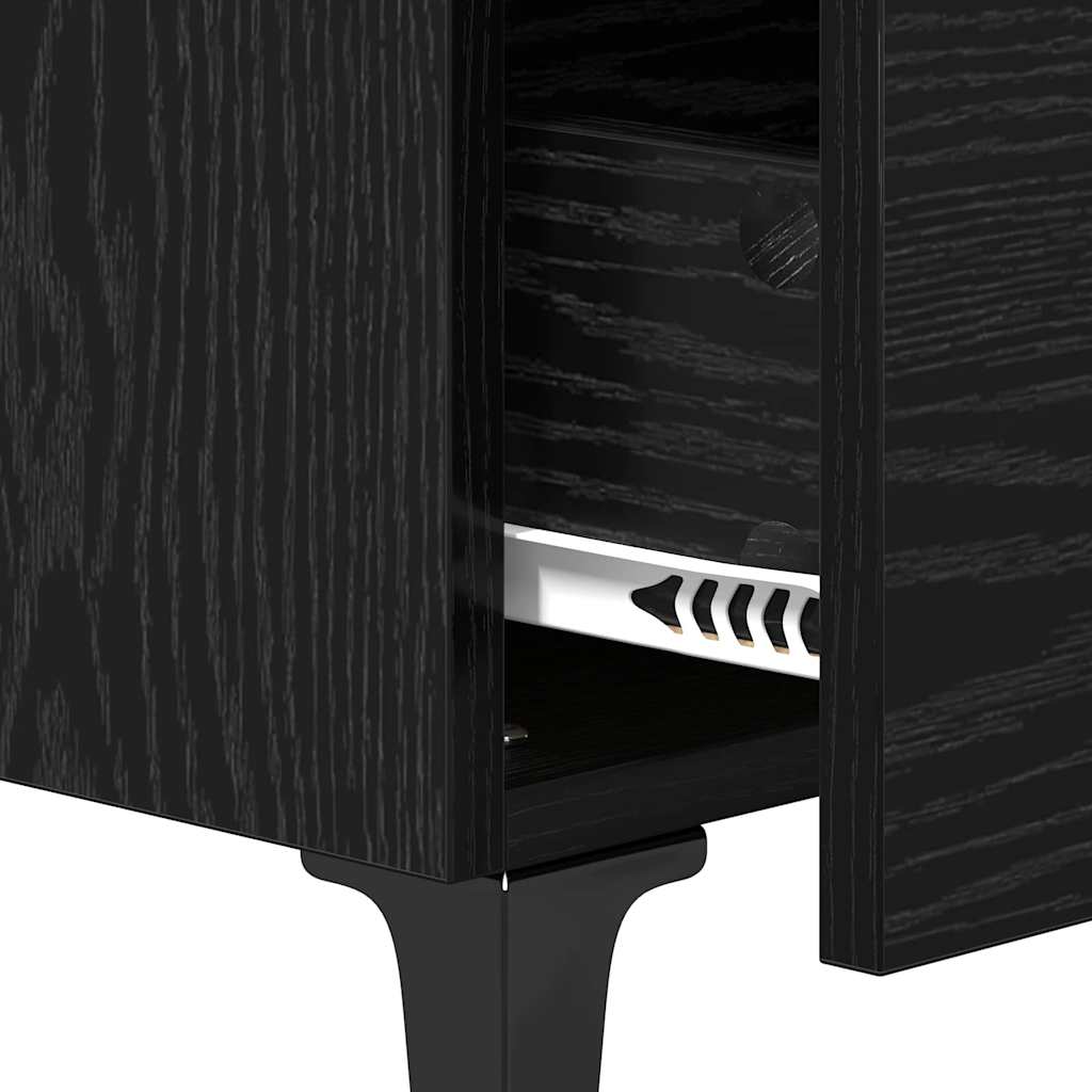Nightstand Black Oak Effect 40 x 35 x 47.5 cm