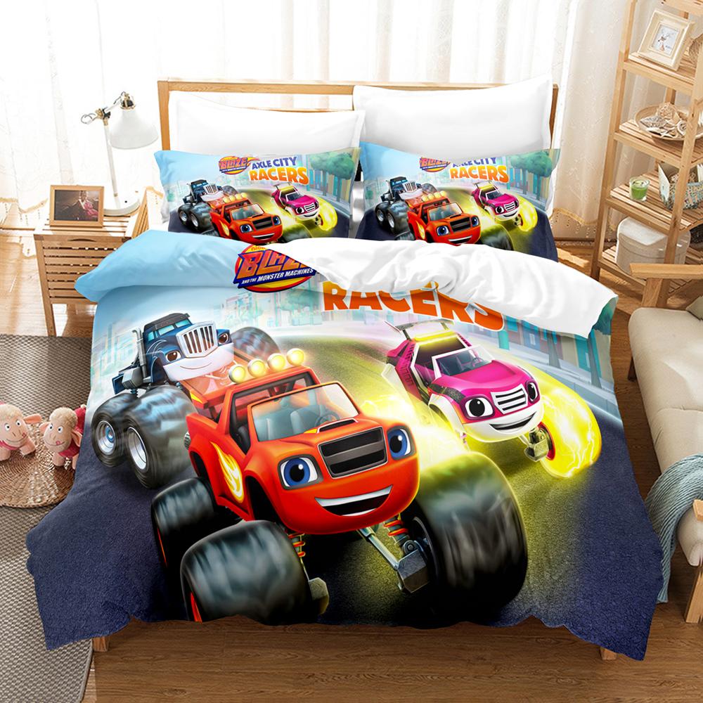 Комплект постельного белья с 3D-принтом Blaze N Monster Machines и мультяшным принтом, пододеяльник для двуспальной кровати, двуспальной кровати, двуспальной кровати, двуспальной кровати, постельного белья для взрослых и детей, пододеяльник