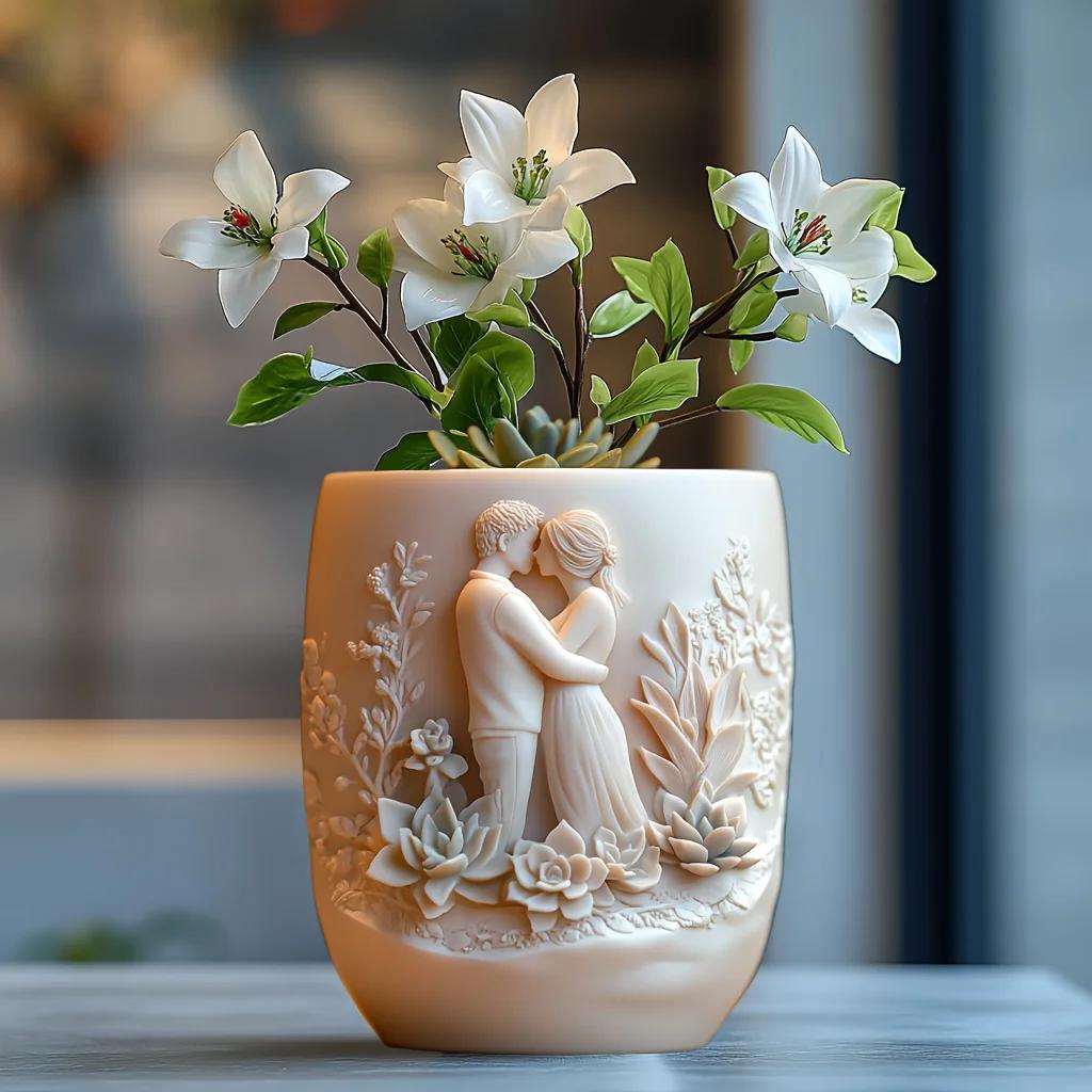 Танцующий мальчик рельефный суккулент растение цветочный горшок смола силиконовая форма серфинг мальчик ящик для хранения форма луг чашка для свечи гипс формы