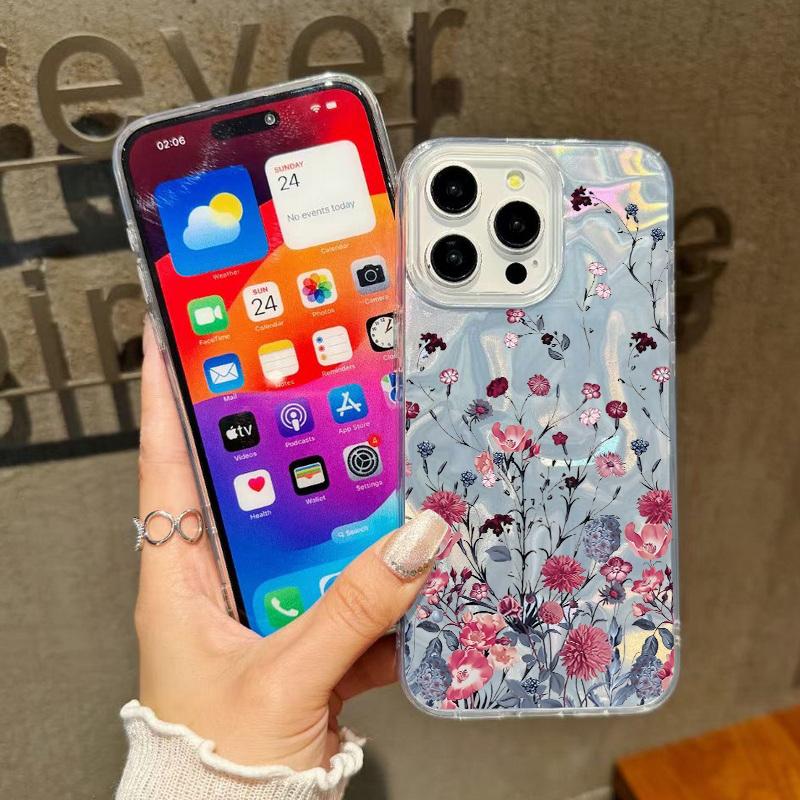 Тонкий блестящий чехол для телефона с цветочным принтом для iPhone 16 Pro Max 15 14 Pro 13 12 11, сверкающий перьями, ударопрочный, прозрачный, с мягким краем, жесткий чехол для задней панели из поликарбоната