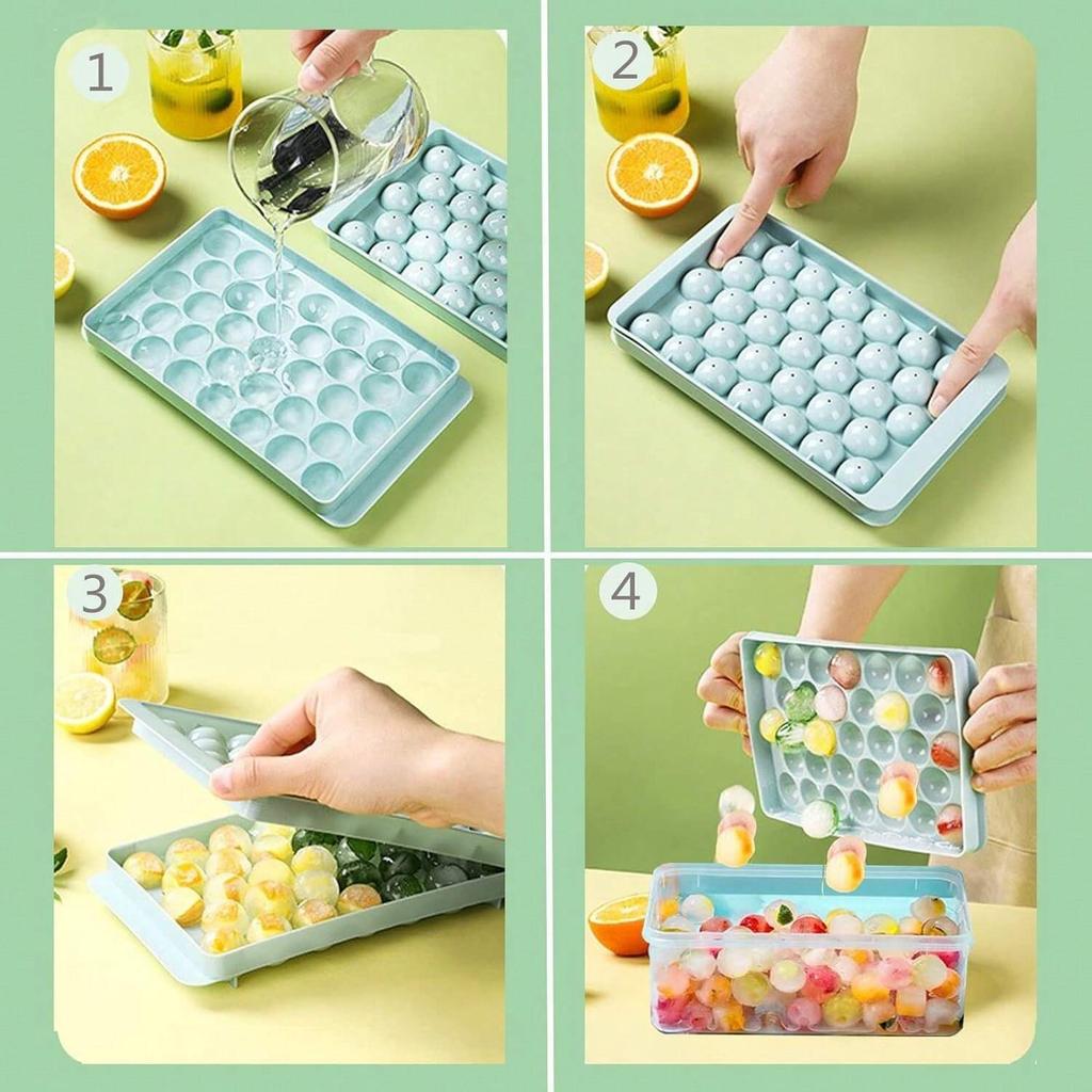 Круглый набор для кубиков льда, 3 лотка, 1 контейнер для льда и совок, усовершенствованные формы для льда, круглая форма для кубиков льда для коктейля, виски, кофе