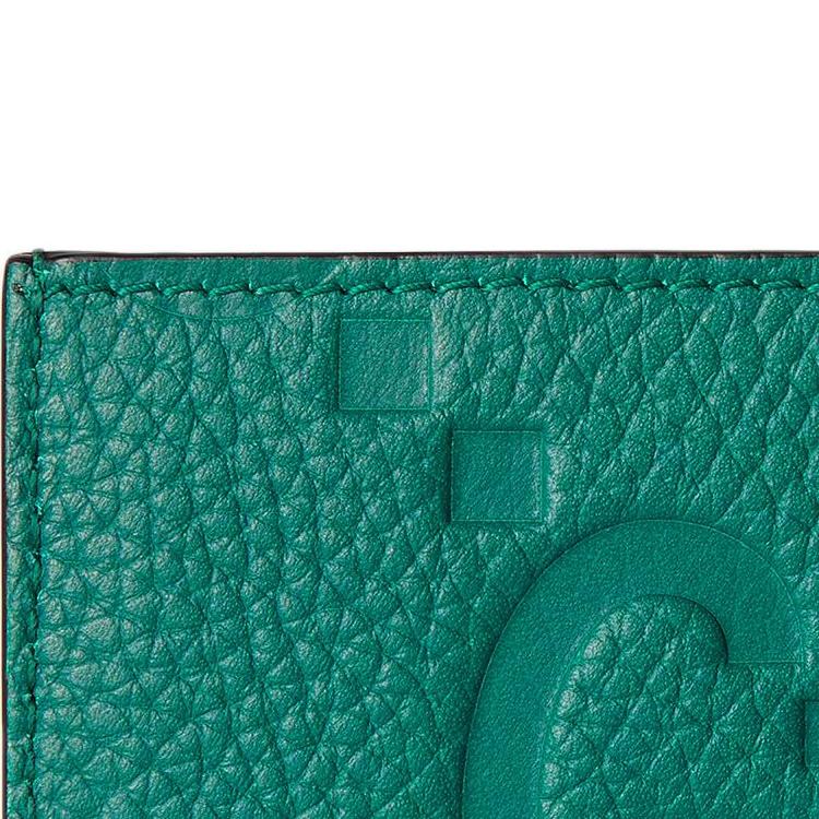 Gucci Двойной логотип G Кожаный держатель для карт Унисекс Аксессуары Зеленый 812681-AABY0-3120