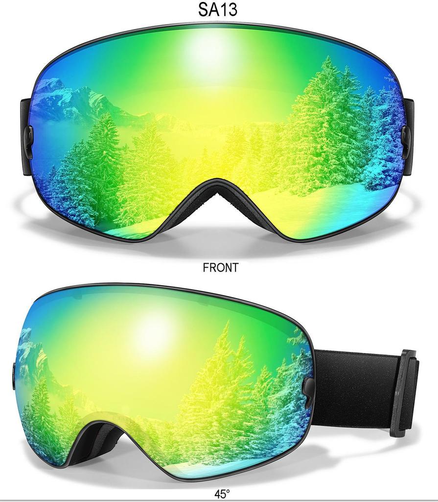 Высококачественные противотуманные горнолыжные очки со сферической линзой в форме запятой
