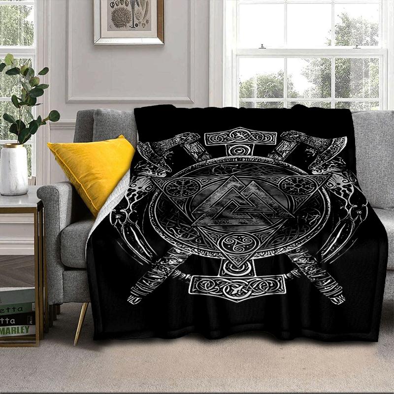 Viking Ship At Sea Blanket Flannel Blanket for bed, sofa, Camping, Hiking, Picnic Essentials, gift for family Fan gifts
