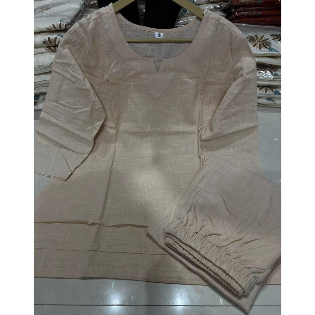 Женский дизайнерский комплект из хлопка Slub Kurta Palazzo Cord, индийская праздничная одежда, топ, туника VF-20197