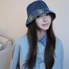 25 Early Autumn New Flower Denim Bucket Hat Female Sweet Cute Pot Hat Tide