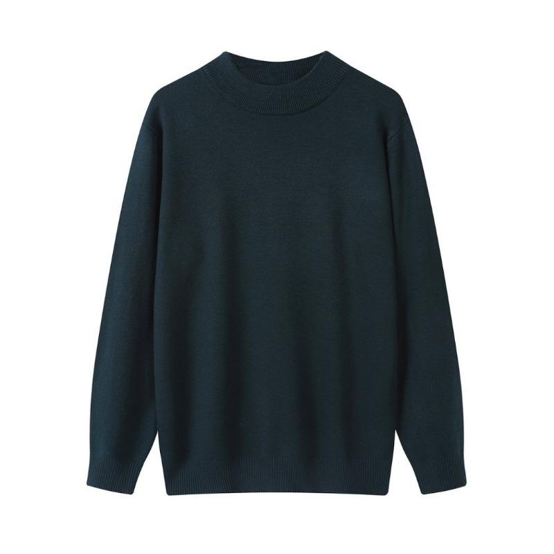 Autumn and Winter New Solid Color Simple Round Neck Imitation Cashmere Sweater Men's Loose Casual Warm Top Women