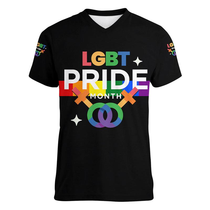 Модная футболка Pride 'Любовь есть Любовь' с радужным V-образным вырезом, футболка с коротким рукавом для уличной вечеринки, оверсайз футболки