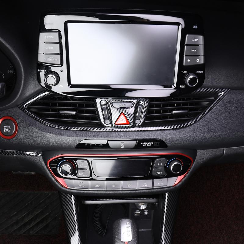 Carbon Fiber Dashboard Middle Air Condtioner Vent Cover Trim For Hyundai I30/I30 N 2017-2025 Car Interior Accessories LHD/RHD