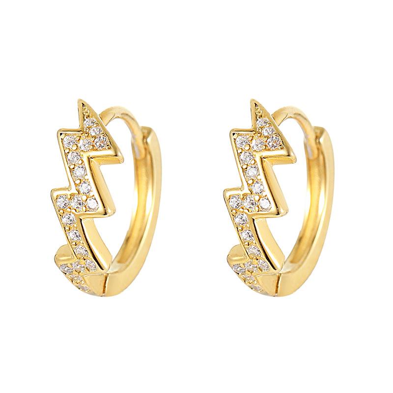 High-end Jewelry 925 Sterling Silver Zircon Micro Paving 5A Straight Pull lightning Guard Ring Earrings Fashion Women's Jewelry