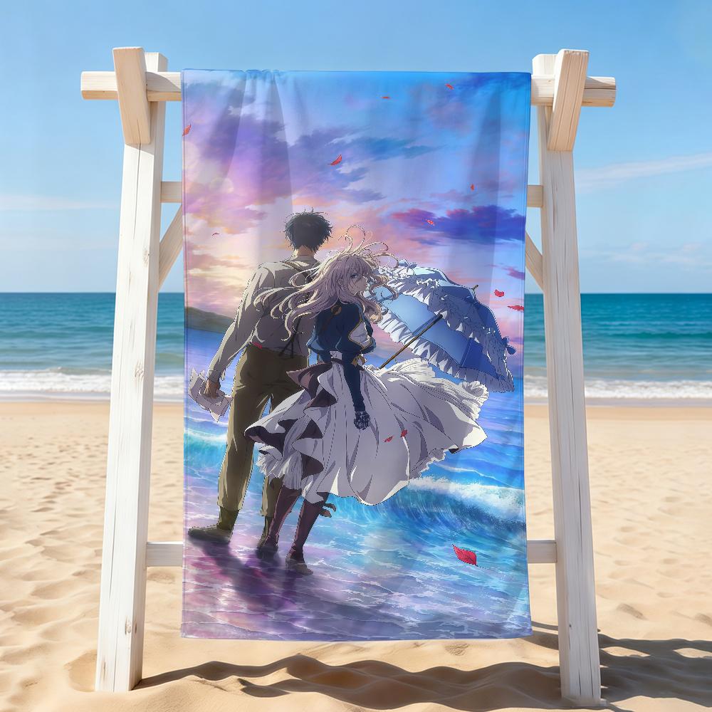 Anime V-Violet E-Evergarden Towel Drying Bath Towel Applicable To Light Swimming Camping Yoga Beach Out