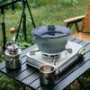 Outdoor Collapsible Pot with 2 Foldable Bowls Heat Resistant Cook Pot Tableware Stainless Steel for Hiking Backpacking